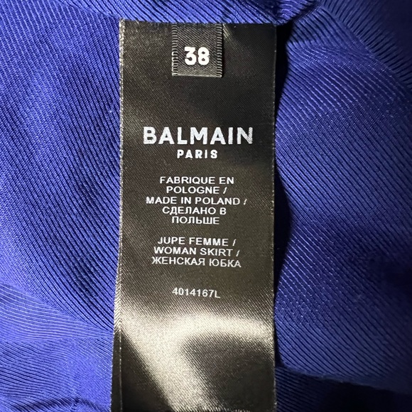 BALMAIN WRAP-EFFECT WOOL MINI SKIRT IN BRIGHT BLUE Holiday’s Specials!!! - Picture 2 of 3